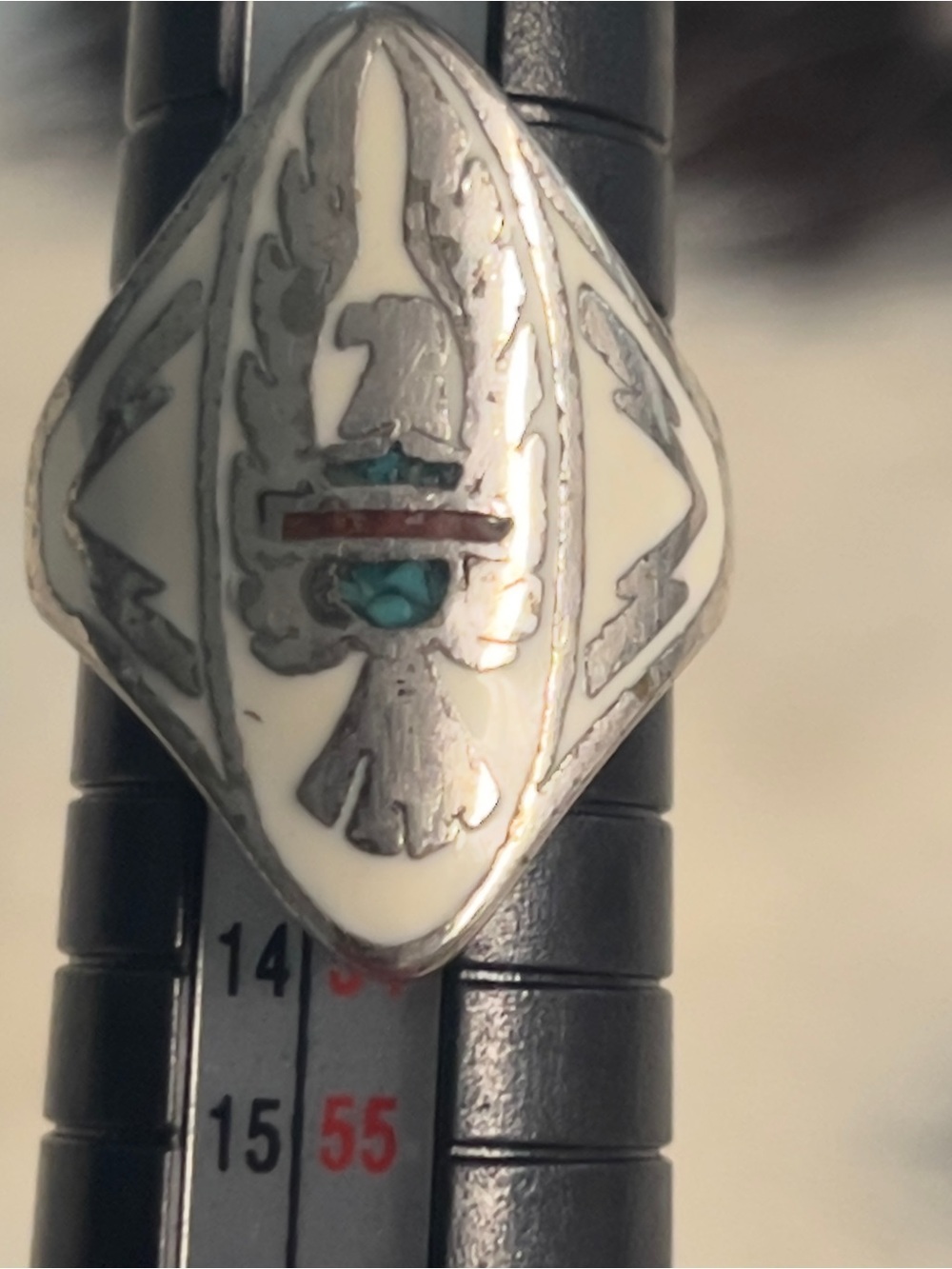Vintage 1986 Southwest turquoise inlay ring
